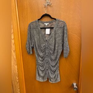 Cabi Ladies XL Black White Sheer Blouse Style # 241